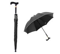 HEFJIAYCIQ Ombrello Con Bastoni Da Passeggio 2 in 1, Combinazione Leggera E Portatile Di Bastone E Ombrello, Per L'escursionismo, L'alpinismo E Il Trekking,Nero,83cm/33inch