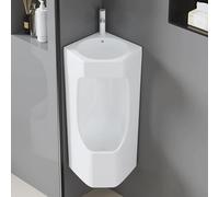 HEFJIAYCIQ Orinatoi Angolari in Ceramica Con Lavabo E Rubinetto, Orinatoi Da Parete Per Uomo A Prova Di Fuoriuscite, Per Bagni, Hotel, Centri Commerciali,Bianca,Wall drainage