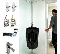 HEFJIAYCIQ Orinatoi Da Uomo A Prova Di Fuoriuscite, Orinatoi in Ceramica Da Parete Con Lavabo E Rubinetto, Per Casa, Dormitorio O Camper,Black 2,36.5x27x67cm