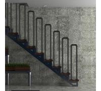 HEFJIAYCIQ Ringhiera Per Scale A Forma Di U Per Interni, Corrimano Per Scale Esterne in Tubi Di Ferro Battuto, Per Loft, Hotel, Garage, Portici, Giardini,Nero,95cm/3.1ft