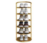 HEFJIAYCIQ Scaffale Per Scarpe A 5/6/7/8 Ripiani, Scaffale Verticale Personalizzato Fai Da Te Salvaspazio, Organizer Per Ingresso, Porta D'ingresso O Armadio,6 tier gold,27x91cm