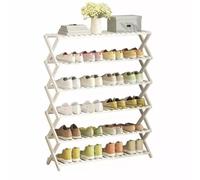 HEFJIAYCIQ Scaffale Per Scarpe Pieghevole in Bambù, Scaffale Per Scarpe Verticale Portatile A 3/4/5/6 Ripiani, Per Ingresso, Armadio, Camera Da Letto, Corridoio,6 tiers white,50x25x110cm