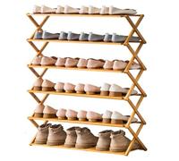 HEFJIAYCIQ Scaffale Per Scarpe Pieghevole in Bambù, Scaffale Per Scarpe Verticale Portatile A 3/4/5/6 Ripiani, Per Ingresso, Armadio, Camera Da Letto, Corridoio,6 tiers natural,100x25x110cm