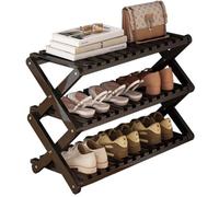 HEFJIAYCIQ Scaffale Per Scarpe Pieghevole in Bambù, Scaffale Per Scarpe Verticale Portatile A 3/4/5/6 Ripiani, Per Ingresso, Armadio, Camera Da Letto, Corridoio,3 tiers black,100x25x47cm