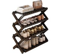 HEFJIAYCIQ Scaffale Per Scarpe Pieghevole in Bambù, Scaffale Per Scarpe Verticale Portatile A 3/4/5/6 Ripiani, Per Ingresso, Armadio, Camera Da Letto, Corridoio,4 tiers black,50x25x68cm