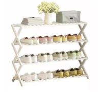 HEFJIAYCIQ Scaffale Per Scarpe Pieghevole in Bambù, Scaffale Per Scarpe Verticale Portatile A 3/4/5/6 Ripiani, Per Ingresso, Armadio, Camera Da Letto, Corridoio,4 tiers white,70x25x68cm