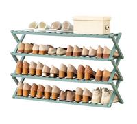 HEFJIAYCIQ Scaffale Per Scarpe Pieghevole in Bambù, Scaffale Per Scarpe Verticale Portatile A 3/4/5/6 Ripiani, Per Ingresso, Armadio, Camera Da Letto, Corridoio,4 tiers green,100x25x68cm