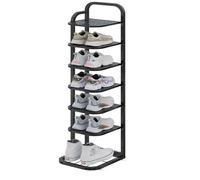 HEFJIAYCIQ Scaffale Pieghevole in Metallo Per Scarpe, Scaffale Angolare Salvaspazio A 5/6/7/8 Ripiani, Scaffale Alto E Stretto Per Armadio, Porta, Garage, Soggiorno,7 tier black,26x27x112cm