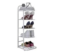 HEFJIAYCIQ Scaffale Pieghevole in Metallo Per Scarpe, Scaffale Angolare Salvaspazio A 5/6/7/8 Ripiani, Scaffale Alto E Stretto Per Armadio, Porta, Garage, Soggiorno,5 tier white,26x27x80cm