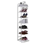 HEFJIAYCIQ Scaffale Pieghevole in Metallo Per Scarpe, Scaffale Angolare Salvaspazio A 5/6/7/8 Ripiani, Scaffale Alto E Stretto Per Armadio, Porta, Garage, Soggiorno,7 tier white,26x27x112cm