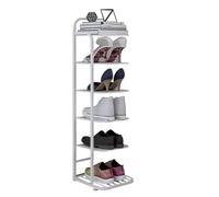 HEFJIAYCIQ Scaffale Pieghevole in Metallo Per Scarpe, Scaffale Angolare Salvaspazio A 5/6/7/8 Ripiani, Scaffale Alto E Stretto Per Armadio, Porta, Garage, Soggiorno,6 tier white,26x27x96cm