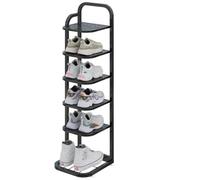 HEFJIAYCIQ Scaffale Pieghevole in Metallo Per Scarpe, Scaffale Angolare Salvaspazio A 5/6/7/8 Ripiani, Scaffale Alto E Stretto Per Armadio, Porta, Garage, Soggiorno,6 tier black,26x27x96cm