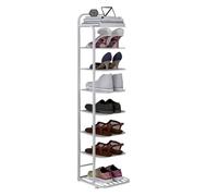 HEFJIAYCIQ Scaffale Pieghevole in Metallo Per Scarpe, Scaffale Angolare Salvaspazio A 5/6/7/8 Ripiani, Scaffale Alto E Stretto Per Armadio, Porta, Garage, Soggiorno,8 tier white,26x27x128cm