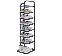 HEFJIAYCIQ Scaffale Pieghevole in Metallo Per Scarpe, Scaffale Angolare Salvaspazio A 5/6/7/8 Ripiani, Scaffale Alto E Stretto Per Armadio, Porta, Garage, Soggiorno,8 tier black,26x27x128cm