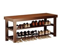 HEFJIAYCIQ Scaffale Portascarpe in Bambù, Scaffale Indipendente A 3/4/5 Ripiani, Organizer Impilabile Per Armadio, Ingresso, Porta D'ingresso,3 tier brown,90x27x45cm