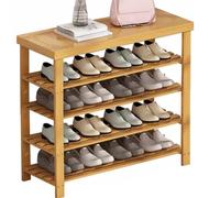 HEFJIAYCIQ Scaffale Portascarpe in Bambù, Scaffale Indipendente A 3/4/5 Ripiani, Organizer Impilabile Per Armadio, Ingresso, Porta D'ingresso,5 tier natural,80x27x85cm