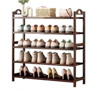 HEFJIAYCIQ Scaffale Portascarpe in Bambù, Scaffale Organizer Indipendente A 3/4/5/6 Ripiani, Per Ingresso, Corridoio, Bagno, Soggiorno,5 tier brown,70x23x87cm