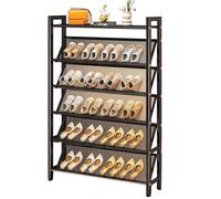 HEFJIAYCIQ Scaffale Portascarpe in Metallo Per Armadio, Scaffale Impilabile, Robusto E Salvaspazio, Per Ingresso, Corridoio, Garage, Hall,6 tier black,70x15x135cm
