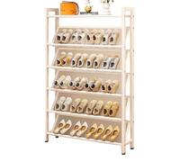 HEFJIAYCIQ Scaffale Portascarpe in Metallo Per Armadio, Scaffale Impilabile, Robusto E Salvaspazio, Per Ingresso, Corridoio, Garage, Hall,6 tier white,70x15x135cm
