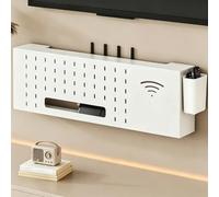 HEFJIAYCIQ Scatola Da Parete Per Router Wifi, Ripiano in Acciaio Al Carbonio Per Nascondere Cavi, Modem E Presa Multipla, Scatola Decorativa Multimediale Per Ufficio E Casa,Bianca,60x10x20cm