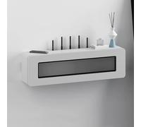 HEFJIAYCIQ Scatola Nascosta Per Router Wifi A Parete, Mobile Portaoggetti Multimediale Per La Casa Senza Forature, Organizer Per Cavi, Modem E Ciabatte Elettriche,Bianca,100x13x20cm