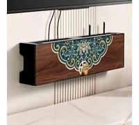 HEFJIAYCIQ Scatola Porta-Router Da Parete, Organizer in Legno Per Modem Wifi, Armadietto Per La Gestione Dei Cavi Per Decoder Multimediali, Ciabatte Elettriche E Set-Top Box,Brown 8,60x12x20cm