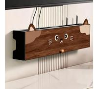 HEFJIAYCIQ Scatola Porta-Router Da Parete, Organizer in Legno Per Modem Wifi, Armadietto Per La Gestione Dei Cavi Per Decoder Multimediali, Ciabatte Elettriche E Set-Top Box,Brown 5,70x12x20cm