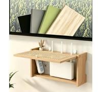 HEFJIAYCIQ Scatola Porta Router in Legno, Mobile Da Parete Per Modem Wifi, Scatola Nascondi-Cavi Per Cavi TV, Hub USB E Presa Multipla,Natural 1,15.7x4.5x9.1in