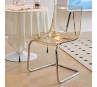 HEFJIAYCIQ Sedia Da Pranzo in Acrilico Trasparente, Sedia Minimalista Con Schienale E Gambe in Metallo, Per Sala Da Pranzo, Soggiorno, Ufficio,Amber,51x52x84cm