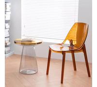 HEFJIAYCIQ Sedia in Plastica Acrilica Trasparente, Sedie Da Pranzo Senza Braccioli in Acrilico Cristallo, Per Matrimoni, Banchetti, Feste, Eventi, Cucina,Marrone,44x54x81cm