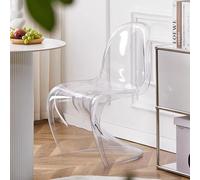 HEFJIAYCIQ Sedie Da Pranzo Trasparenti A Forma Di S, Sedia Impilabile in Plastica Dal Design Creativo, Sgabello Da Trucco in Acrilico Per Arredamento,Clear,50x42x83cm
