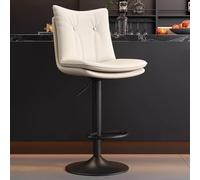 HEFJIAYCIQ Sgabello Da Bar Girevole Per Isola Cucina, Sedia Da Bar Alta Imbottita Con Schienale, Base in Metallo Regolabile Per Pub, Caffetteria,White 1,60~80cm
