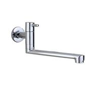 Hefo Rubinetto per acqua fredda a parete, in ottone cromato con 360 beccucci girevoli, lungo 20 cm, per lavabo, lavanderia, piscina