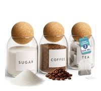 HEFTMAN Barattoli in vetro con coperchio in sughero, set di 3 barattoli da 500 ml, per caffè, tè, zucchero, borosilicato, eleganti barattoli in vetro di sughero per sale, spezie, alimenti secchi