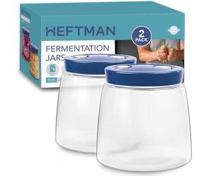 HEFTMAN Barattolo per fermentazione con presa d'aria a 1 via, 1 L, confezione da 2 (blu)