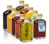 HEFTMAN Bottiglie di vetro piccole, da 200 ml, vuote, ermetiche, riutilizzabili, perfette per gin, vino, aceto, bevande fatte in casa, salse, decorazioni, confezione da 10
