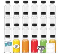 HEFTMAN Bottigliette di Vetro Piccole - 24 Pezzi Mini Bottiglie Vetro da 60 ml con 3 Imbuti ed Etichette, Riutilizzabili, Trasparenti Bottigliette di Vetro Piccole Liquore di Oli, Zenzero, Liquori