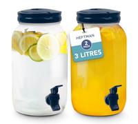 HEFTMAN Dispenser in plastica con rubinetto, 2 dispenser di acqua fredda da 3 litri, con manico, tappo a vite, frigorifero, erogatore d'acqua (blu)