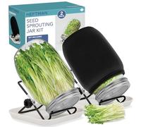 HEFTMAN Kit per germogliare i semi, confezione da 2 pezzi, kit per la coltivazione di microgreens, barattolo per germogliare con coperchi in rete, vassoio per germogliare, supporti, panni ombreggianti