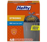 Hefty Drawstring Trash Can Liner Bags, 33 Gallon, 48 Count by Hefty