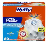 Hefty - Sacchetti per rifiuti ultra resistenti (Clean Burst, Tall Kitchen Drawstring, 30,5 l, 80 conteggi)