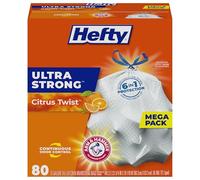 Hefty Ultra Strong Trash Bags (Citrus Twist, Tall Kitchen Drawstring, 13 Gallon, 80 Count) by Hefty