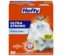 Hefty Ultra Strong Trash Bags (Scent Free, Tall Kitchen Drawstring, 13 Gallon, 80 Count) by Hefty
