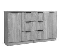 HEFZGDB 2 credenze grigio Sonoma, 60 x 30 x 70 cm, in legno da cucina, buffet, bar, vetrina, cucina, per soggiorno, caffè, sala da pranzo