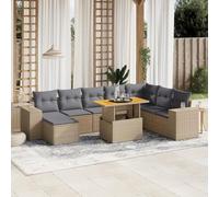 HEFZGDB 9 Pezzi Divano da Giardino con Cuscini Beige Poly Rattan Design Modulare con Piano Tavolo Regolabile e Fodere Sfoderabili per Terrazzo Questo Titolo (149 Caratteri)
