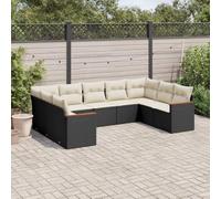 HEFZGDB 9 Pezzi Divano da Giardino con Cuscino Nero Poly Rattan Design Modulare con Spazio e Borsa Impermeabile Rivestimento Sfoderabile PE Rattan Durevole per Terrazzo