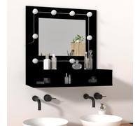 HEFZGDB Armadietto a specchio con LED nero, 60 x 31,5 x 62 cm, per bagno, scarpe, medicinali, per camera degli ospiti, soggiorno, bagno, cucina