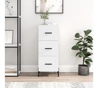 HEFZGDB Armadietto con supporto da parete: credenza moderna in legno bianco dal look senza tempo per la casa e gambe in metallo, offre un pratico spazio di archiviazione con 3 cassetti