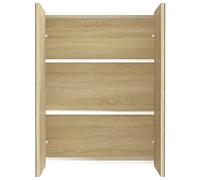 HEFZGDB Armadietto da bagno con specchio, 60 x 15 x 75 cm, MDF bianco e effetto rovere, scarpiera, armadietto per medicinali, per bagno, soggiorno, camera degli ospiti