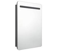 HEFZGDB Armadietto da bagno con specchio a LED, grigio, 60 x 11 x 80 cm, per ufficio, medicinali, per camera degli ospiti, soggiorno, bagno